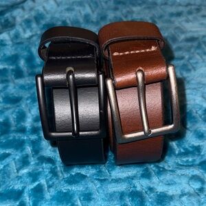 Bison Designs Men's 🖤🤎 Black and Brown 🖤🤎 Leather Belts - Bundle of 2 - 38